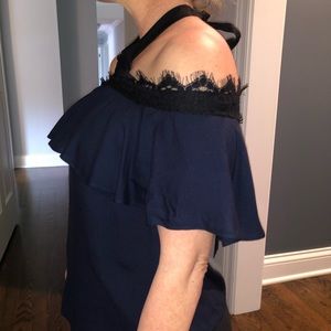 Navy off the shoulder halter top